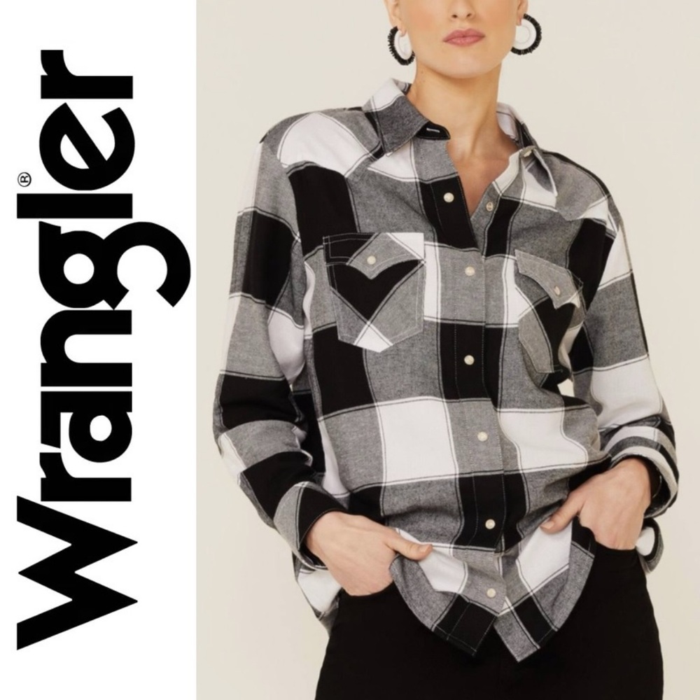 NWT Wrangler Womens Western Snap Long Sleeve Shirt Size L